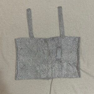 Lulu's Silver Sparkle Cropped Tank